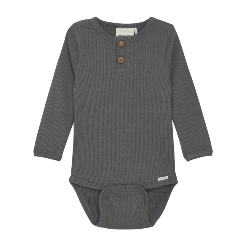 Minymo Long Sleeve Ribbed Bodysuit – Gargoyle