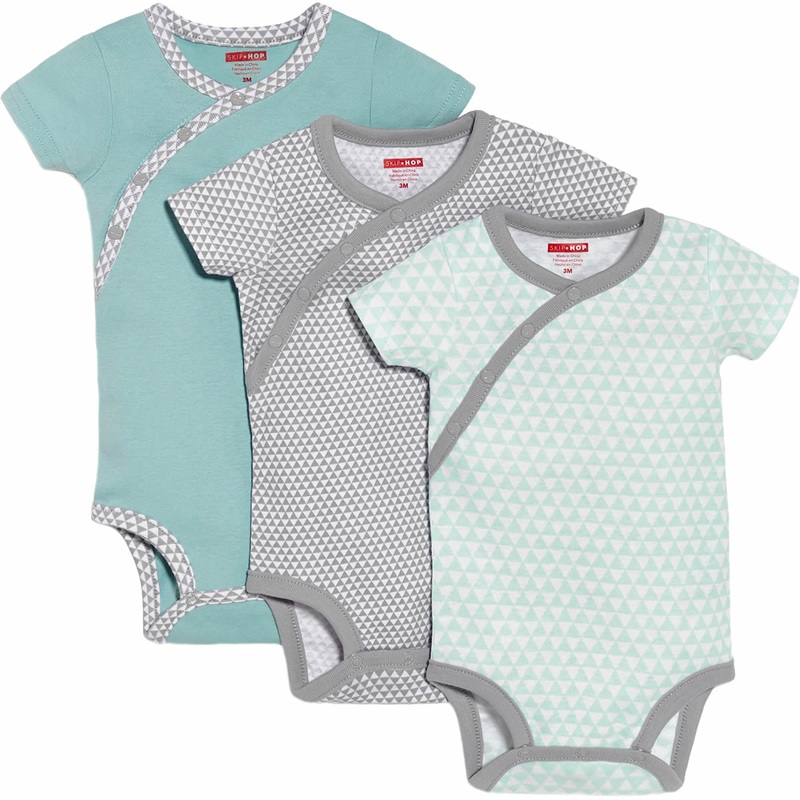 Skip Hop Petite Triangles 3-Pack Short Sleeve Bodysuits – Blue (Newborn)