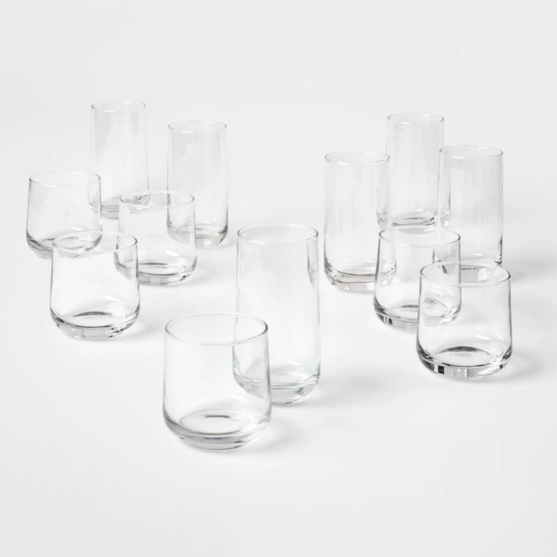 12pc Glass Shoreham Double Old Fashion and Highball Glasses Set