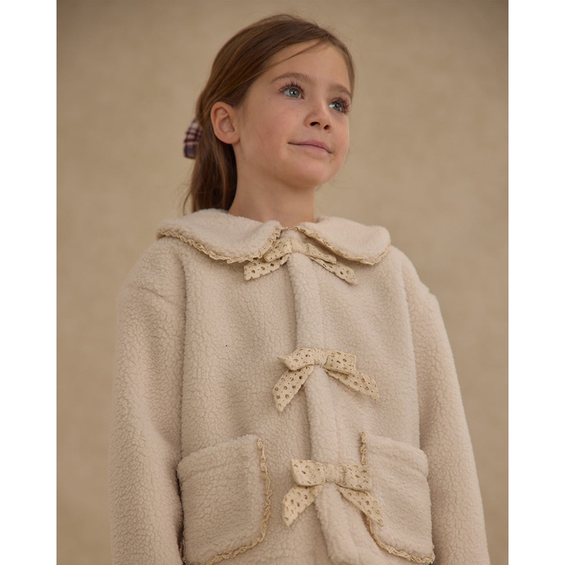 Shearling Collared Coat – Natural