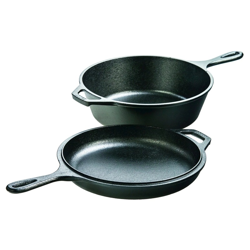 3.2qt Cast Iron Combo Cooker: Skillet & Frying Pan Set, 10.25″ Diameter (See Description)