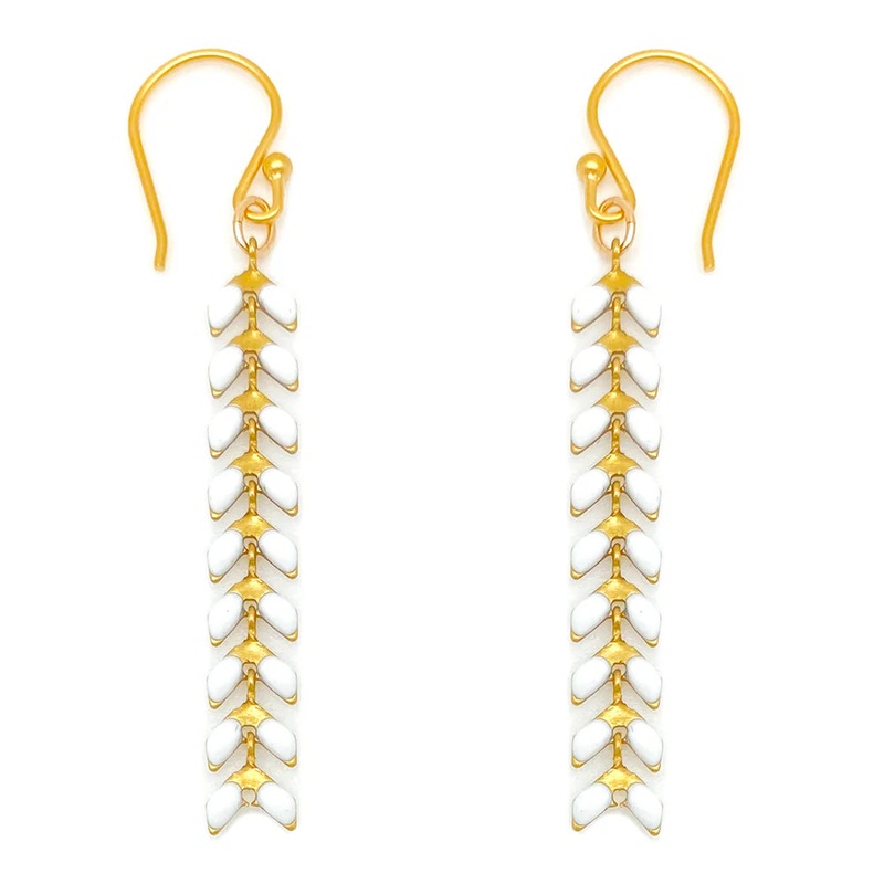 Bronwen Enamel Cascade Earrings – Medium White