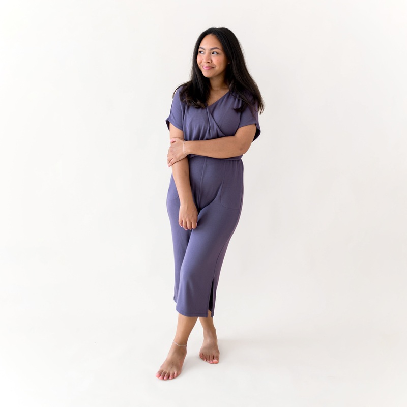 Women’s Ribbed Jumpsuit in Currant