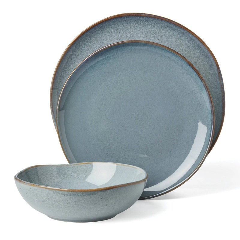 12pc Dinnerware Set Organic Shade Slate Blue