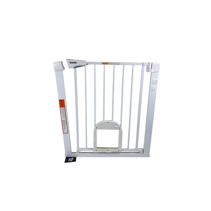 BABELIO 29-48″ Wide Baby and Pet Gate with Adjustable Cat Door, White