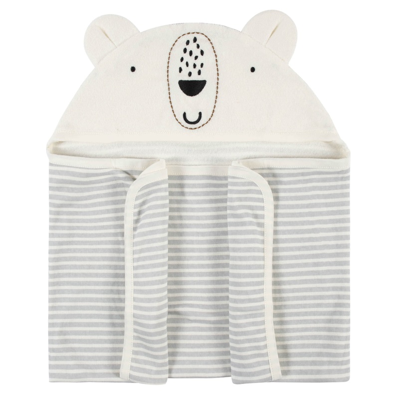 Baby Neutral Bear Hooded Bath Wrap