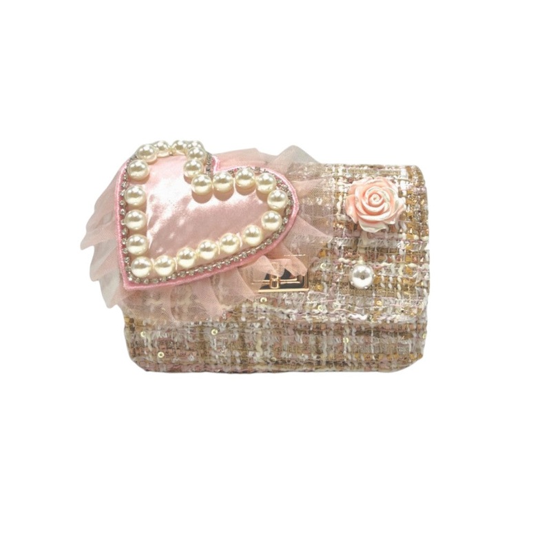 Big Heart Tweed Purse (Pink)