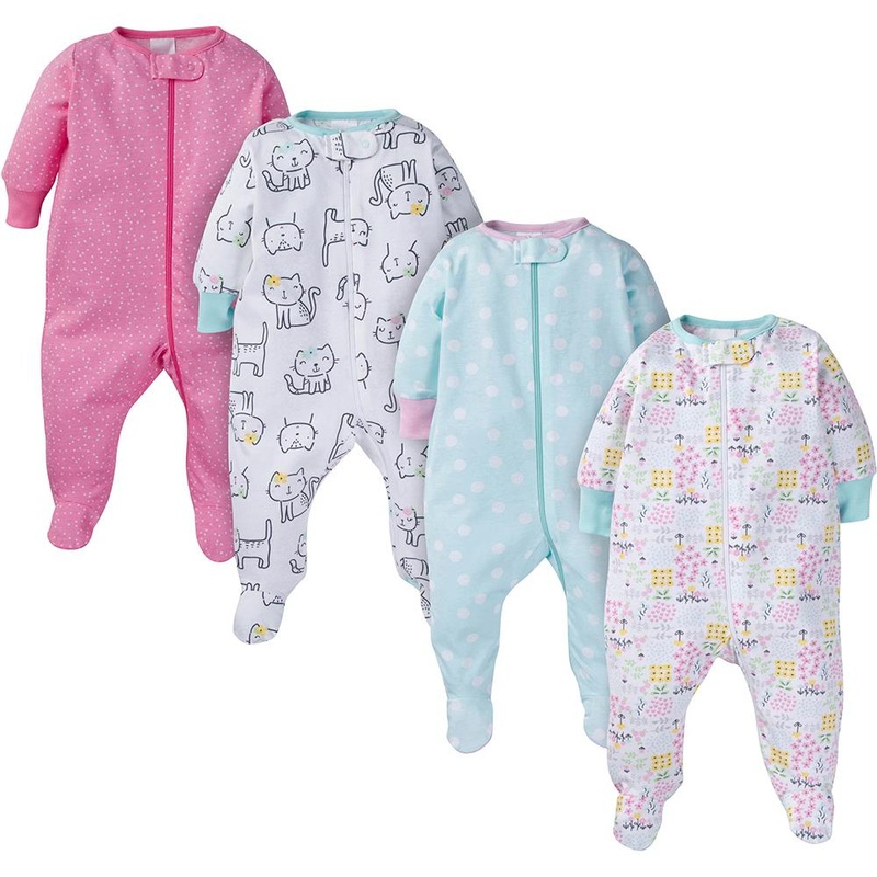4-Pack Baby Girl Kitty Sleep N’ Play