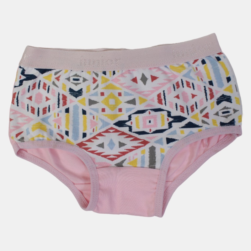 Girls Cotton Panties  Pink Triangular Print