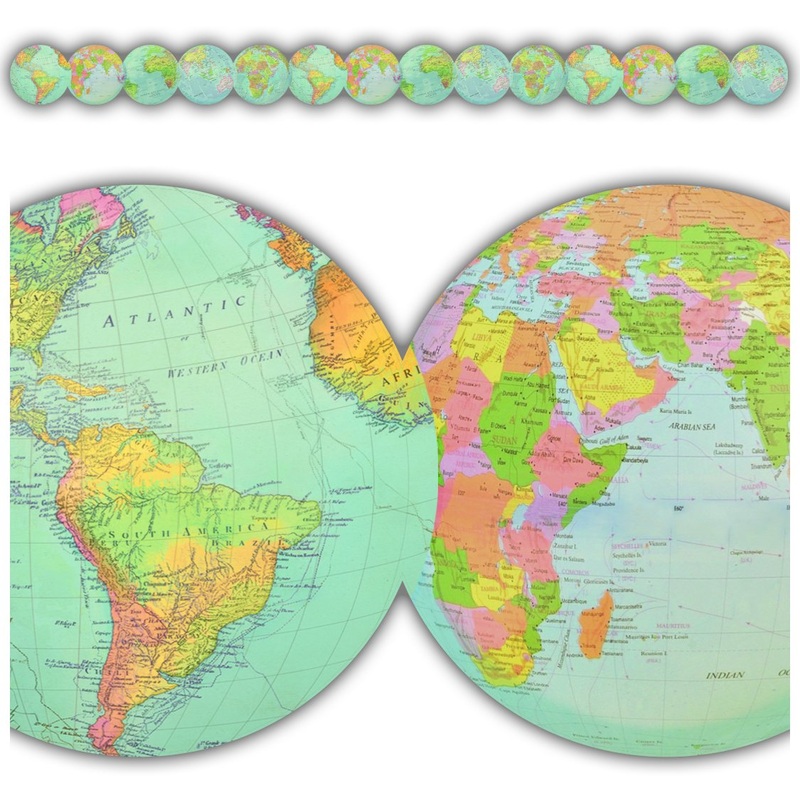 Travel the Map Globes Die-Cut Border Trim(C)