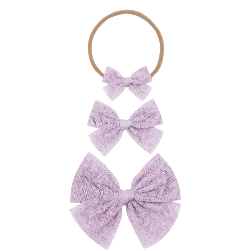 Tulle Bow – Lavender Dot Headband