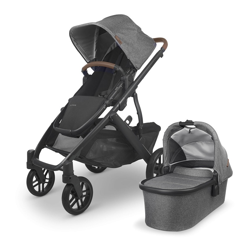 UPPAbaby Vista V2 Single-to-Double Stroller –  Greyson (Charcoal Melange/Carbon/Saddle Leather)