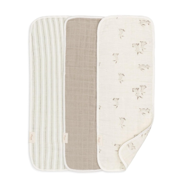 Crane Baby Organic Muslin Baby Burp Cloths, Bunny