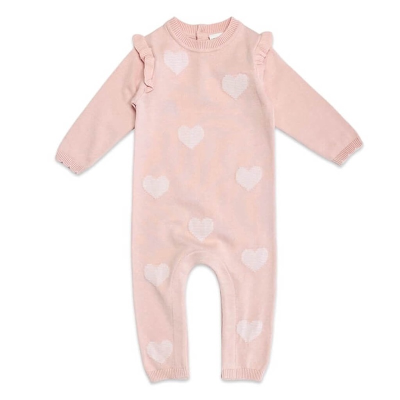 Hearts Jacquard Knit Jumpsuit