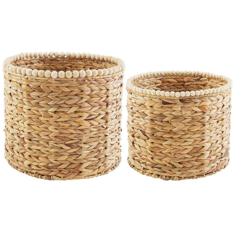 Mud Pie Hyacinth Beaded Basket Set