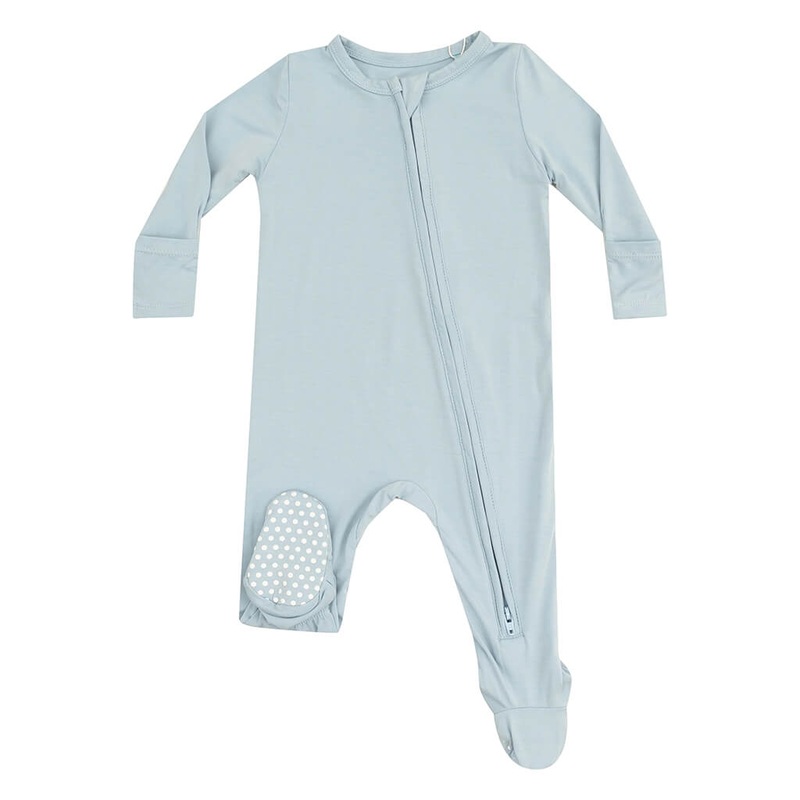 2 Way Zipper Footie Solid Cloud Blue