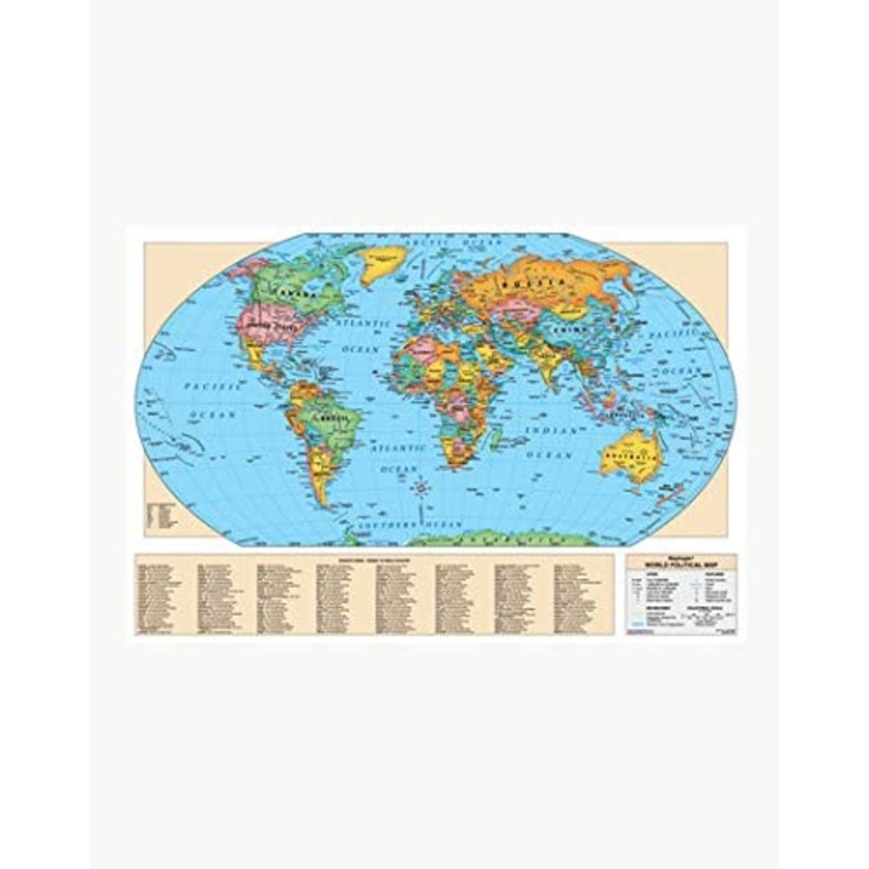 World Map Laminated 49″W x 33″H