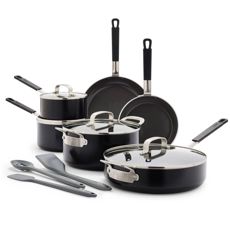 13pc Ceramic Nonstick Aluminum Cookware Set Black