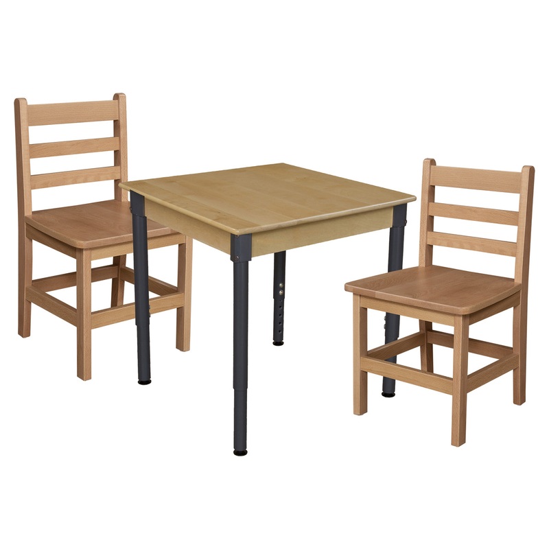 24″ x 36″ Rectangle Hardwood Adjustable-Height Table w/ Chairs (16″ Seat Height)