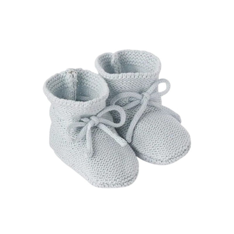 Garter Knit Booties – Blue
