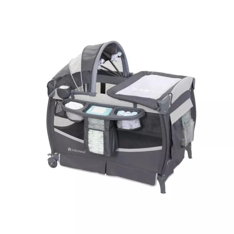 Baby Trend Deluxe II Nursery Center Portable Playard – Misty Gray