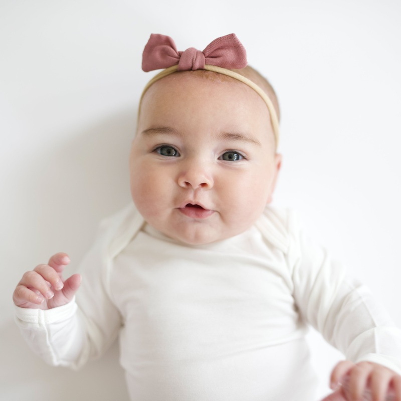 Bamboo Muslin Tiny Bow in Dusty Rose