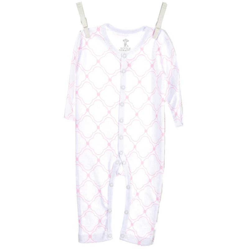 Little Giraffe Link Cotton Romper in Pink – 6 to 9 Months