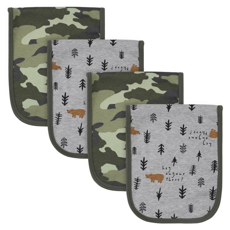 4-Pack Boys Bear Terry Burp Cloths