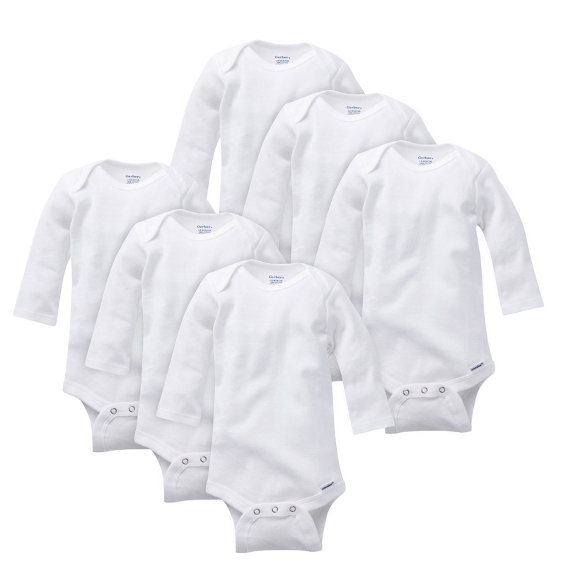 Onesies Baby 6-Pack White Long Sleeve Bodysuits