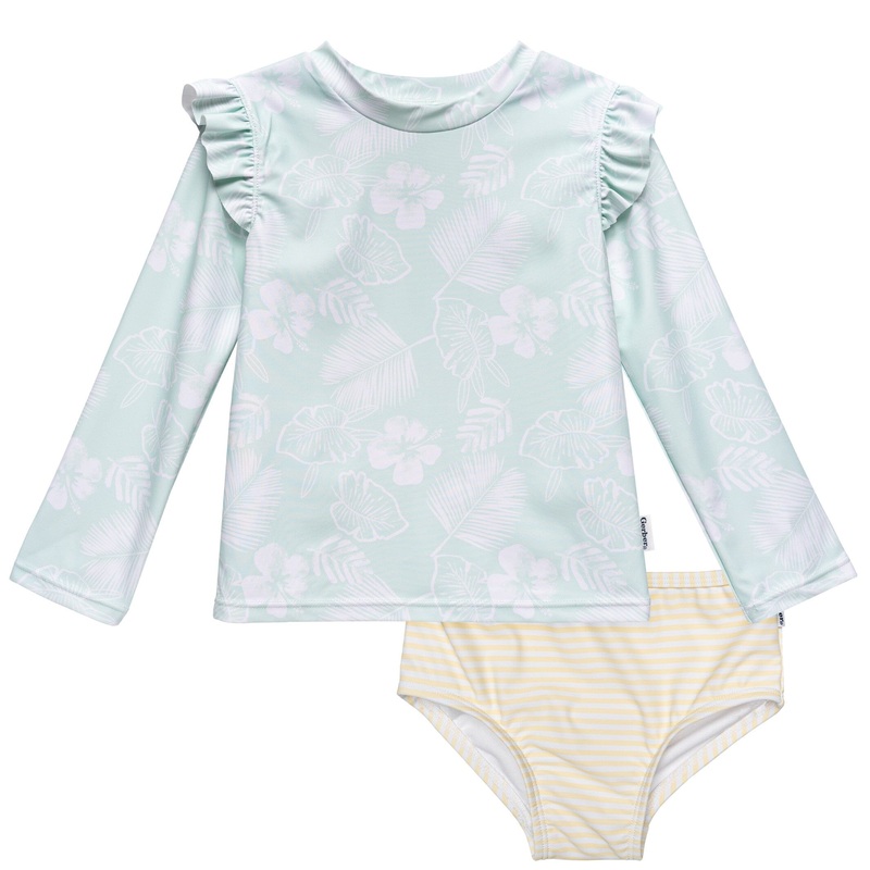 2-Piece Infant and Toddler Girls UPF 50+ Tropical Rash Guard & Swim Bottoms Set