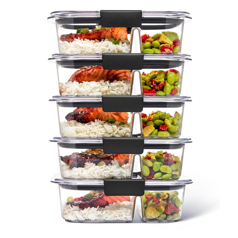 5pk 2.85 cup Brilliance Meal Prep Containers, 2-Compartment Food Storage Containers (See Description)
