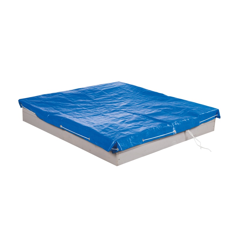 Abdeckplane fr Sandksten, 154 x 154 cm, wetterfest, Metallsen zur Befestigung