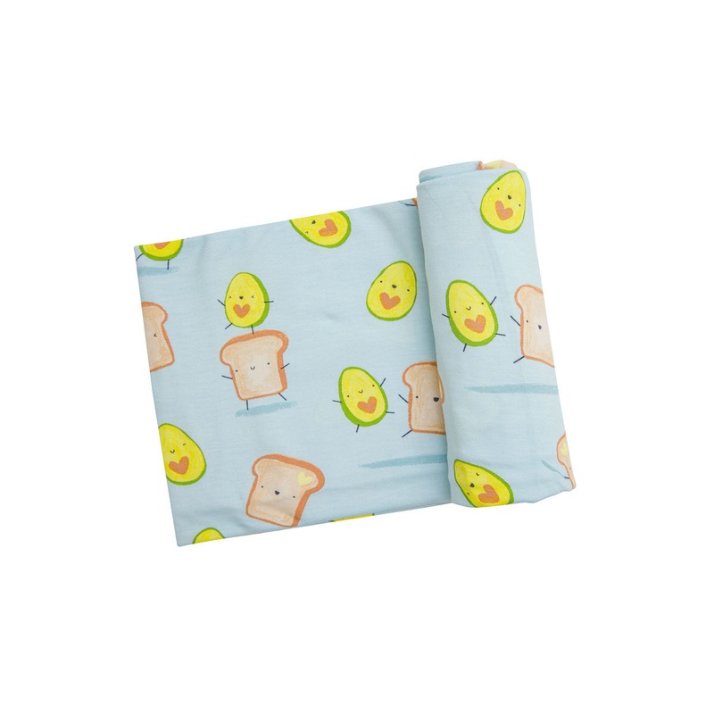 Avocado + Toast Blue Swaddle Blanket