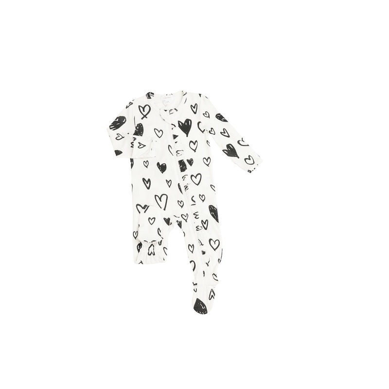 Angel Dear Hearts Ruffle Zipper Footie – Newborn