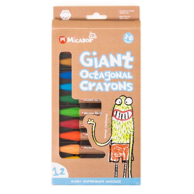 Micador – Giant Crayons Octagonal Shaped pack of 12