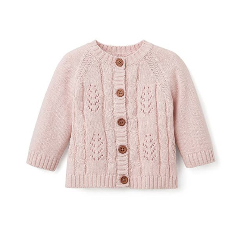 BLUSH PINK LEAF CARDIGAN