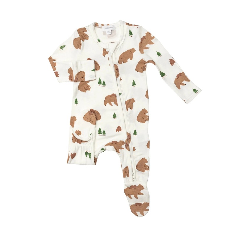 Bamboo Zipper Footie – Brown Bear