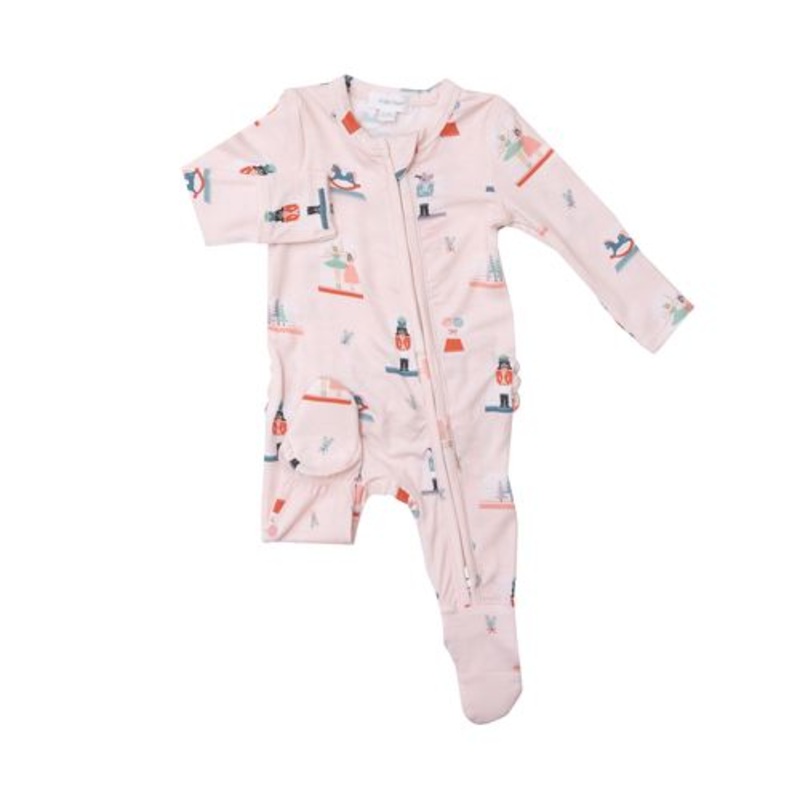 NUTCRACKER GLOBES 2 WAY RUFFLE ZIPPER FOOTIE