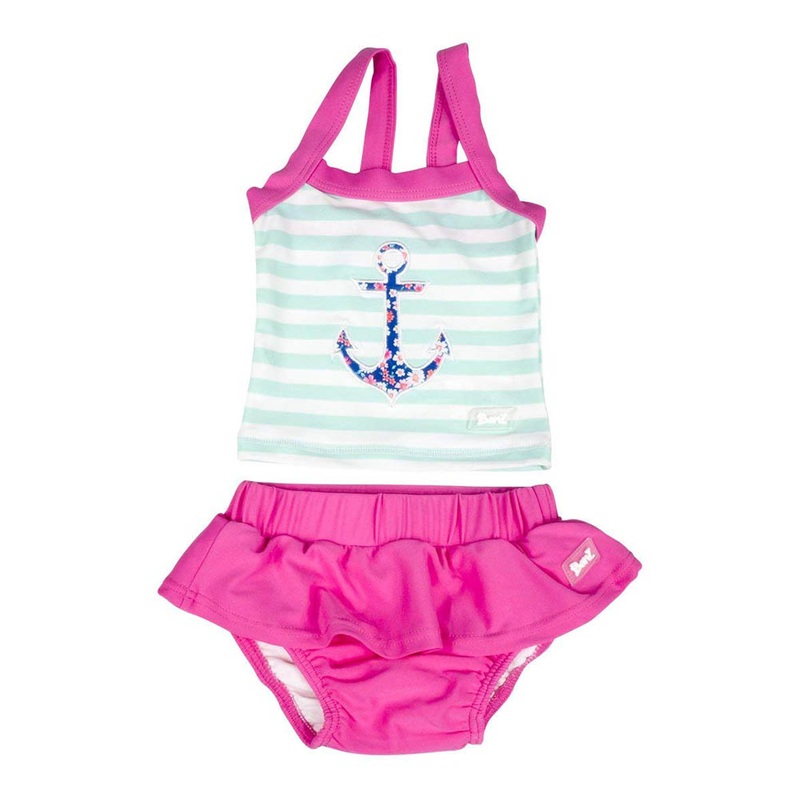 Baby Banz Tankini Two-Piece Girls Swimsuit – Anchor (24 Months, 12kg and up)