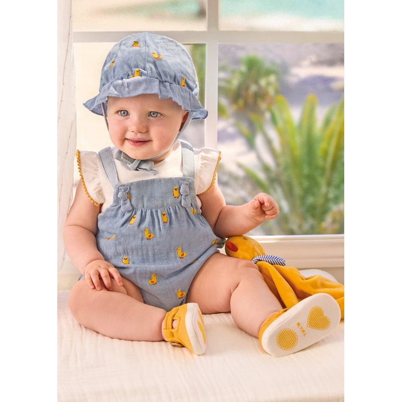 MAYORAL GIRLS ROMPER SET WITH HAT