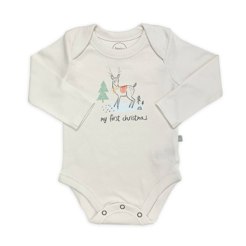 Finn + Emma Long Sleeve Bodysuit Christmas Deer in 6-9Months