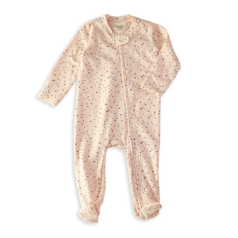 PEBBLE ZIPPER FOOTIE COVERALL ROMPER – NATURAL