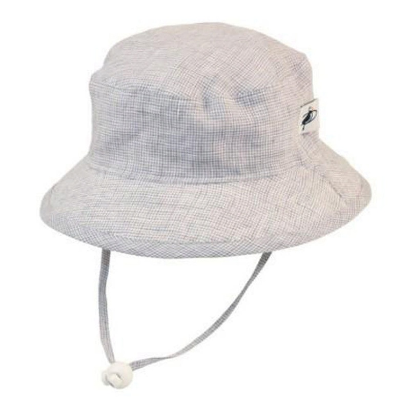Puffin Gear Linen Camp Hat – Grey Check (XS, 12-24 Months)