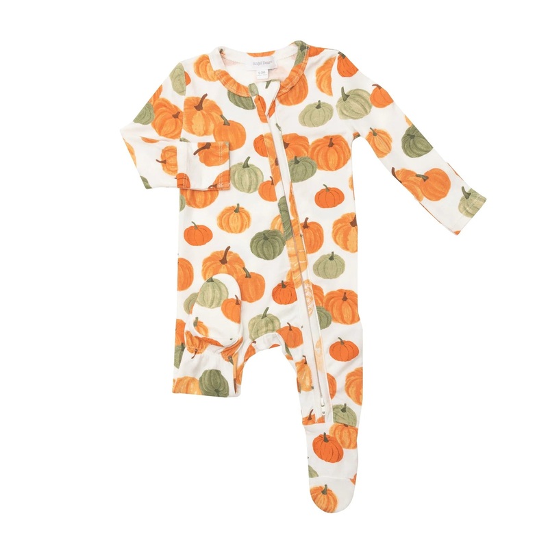 Bamboo Zipper Footie – Pumpkins