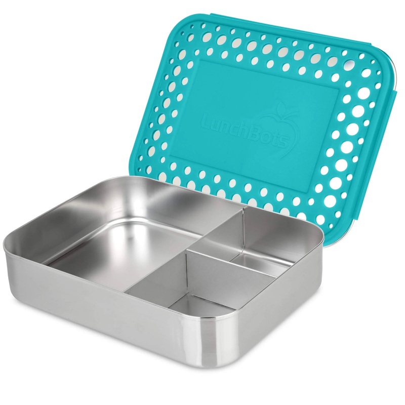 LunchBots – Large Trio Bento Box | 3 Compartments | Aqua