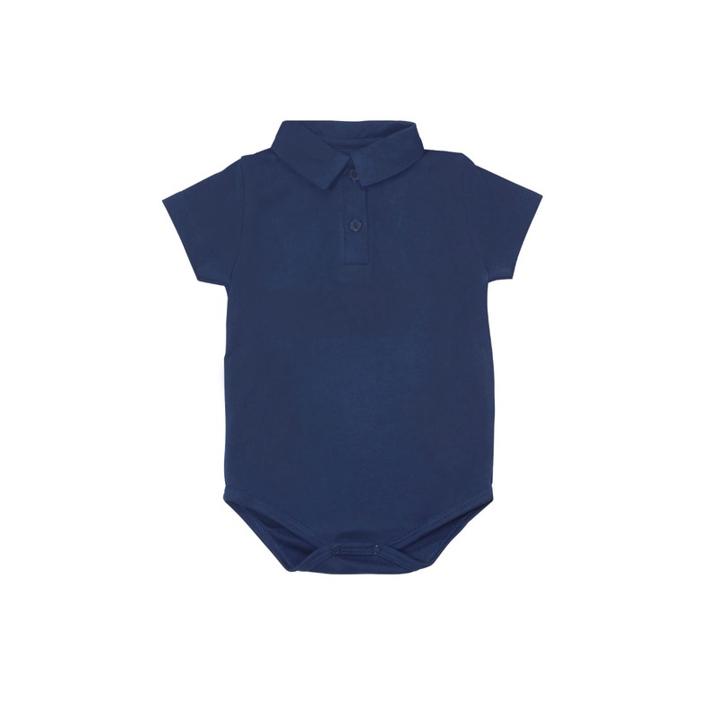 SHORT SLEEVE POLO ONESIE IN NAVY