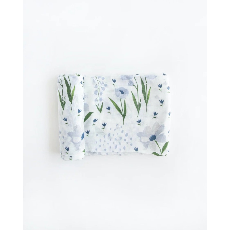 Deluxe Muslin Swaddle Blanket – Blue Windflower