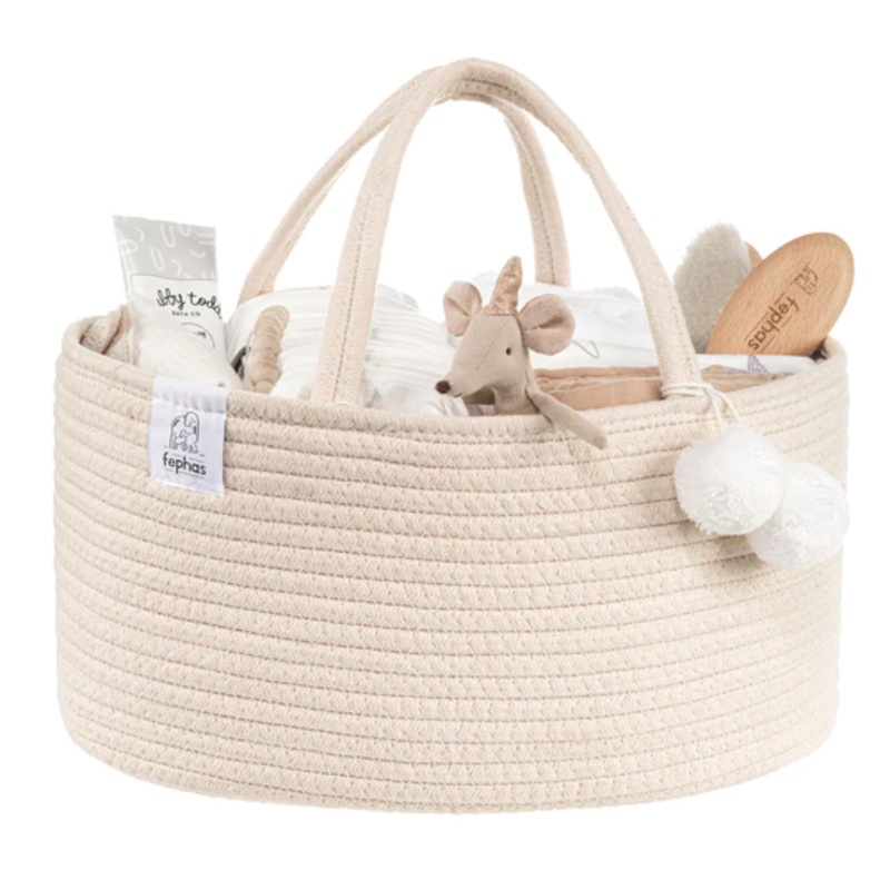 COTTON ROPE DIAPER CADDY BEIGE