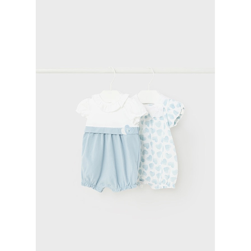 MAYORAL 2 PIECE ROMPER SET- BLUE HEARTS