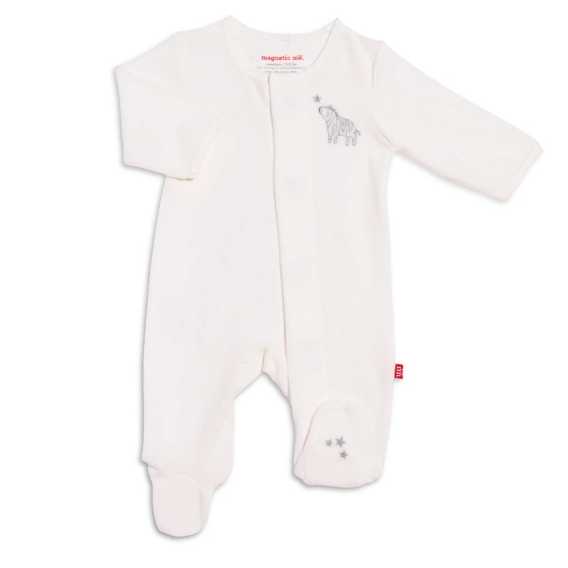 LAYETTE EMBROIDERY VELOUR MAGNETIC FOOTIE